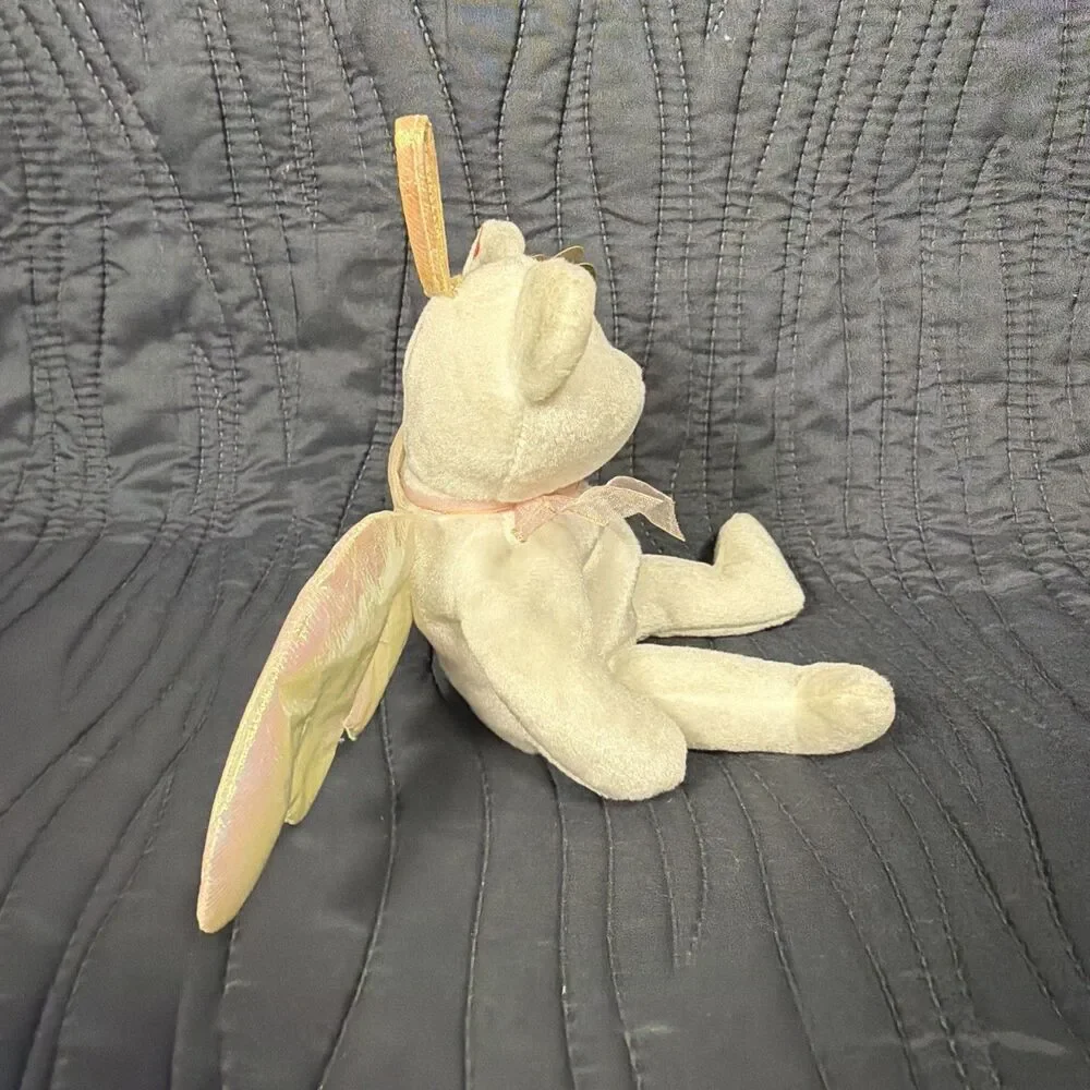 Ty Beanie Baby Halo Angel Bear 1998 DOB White Plush w/ Hang Tag Retired